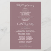 Mauve Signature Script-Hochzeitsprogramm (Rückseite)