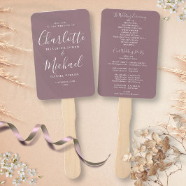Mauve Signature Script-Hochzeitsprogramm Fächer