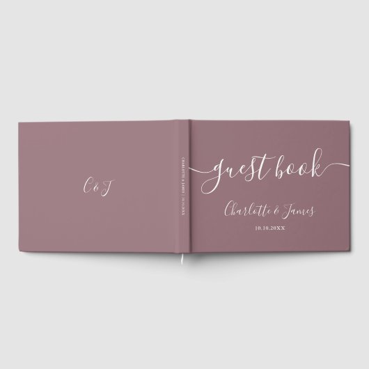 Mauve Signature Script Wedding Gästebuch (Voll)