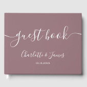 Mauve Signature Script Wedding Gästebuch (Vorderseite)