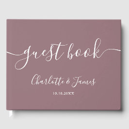 Mauve Signature Script Wedding Gästebuch