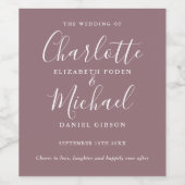 Mauve Signature Script Wedding Weinetikett (Einzelnes Label)