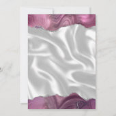 Mauve Silver Agate White Silk Wedding Einladung (Rückseite)
