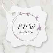 Mauve Simple Heart Wreath Monogram Wedding Geschenkanhänger (Vorderseite)