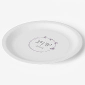 Mauve Simple Heart Wreath Monogram Wedding Pappteller (Schrägansicht)