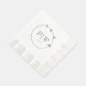 Mauve Simple Heart Wreath Monogram Wedding Serviette (Ecke)