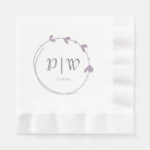 Mauve Simple Heart Wreath Monogram Wedding Serviette (Vorderseite)