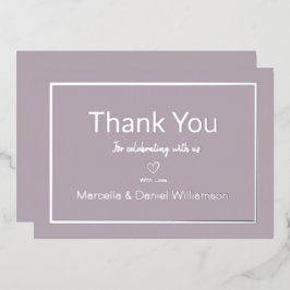 Mauve Simple Minimalistisch Wedding Vielen Dank Folieneinladung