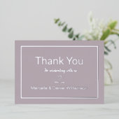 Mauve Simple Minimalistisch Wedding Vielen Dank Folieneinladung (Stehend vorne)