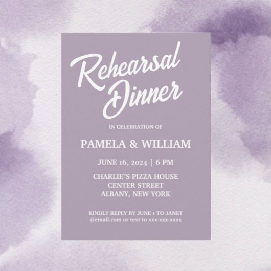 Mauve Simple Style Hochzeit Probe Dinner Einladung