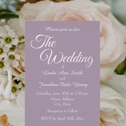 Mauve Simple Style Wedding Folieneinladung