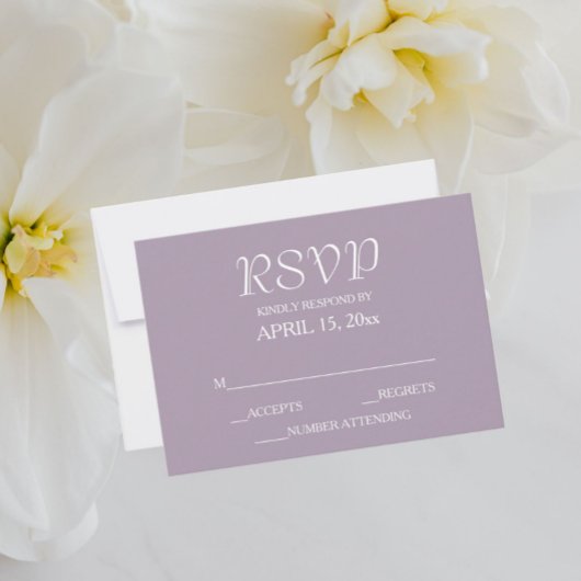 Mauve Simple Style Wedding RSVP Karte