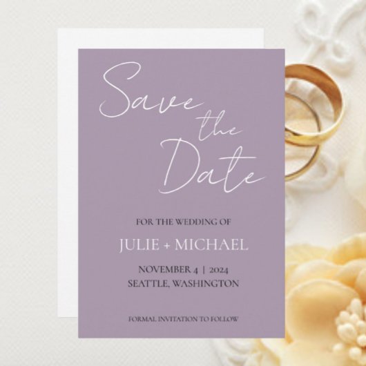 Mauve Simple Style Wedding Save The Date