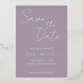 Mauve Simple Style Wedding Save the Date Folieneinladung (Vorderseite)