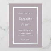 Mauve Simple Wedding Save the Date Silver Folie Einladungspostkarte (Vorderseite)