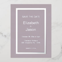 Mauve Simple Wedding Save the Date Silver