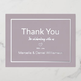 Mauve Simple Wedding Vielen Dank Folie Einladungspostkarte