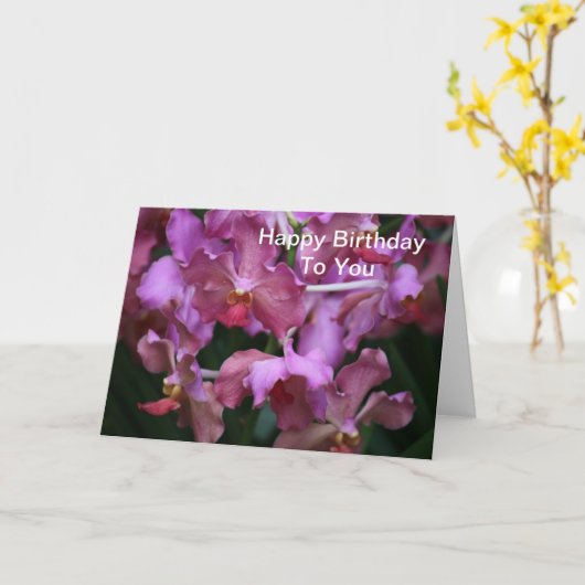 Mauve Singapore Orchid Birthday Card Karte (Gelbe Blume)