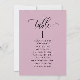Mauve Sitzplan-Karten mit Gästennamen