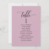 Mauve Sitzplan-Karten mit Gästennamen (Rückseite)