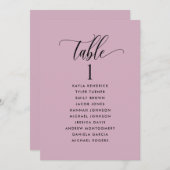 Mauve Sitzplan-Karten mit Gästennamen (Vorne/Hinten)