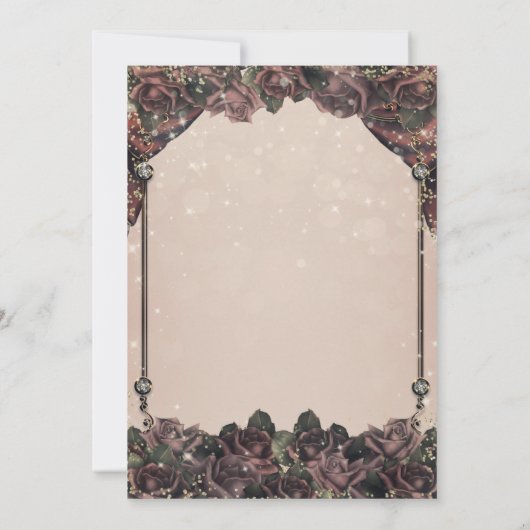 Mauve Spice Rose Glitzer Sparkle Süße 16 16. Einladung (Rückseite)