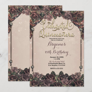 Mauve Spice Rosen funkeln 15 Quinceañera 15. Einladung