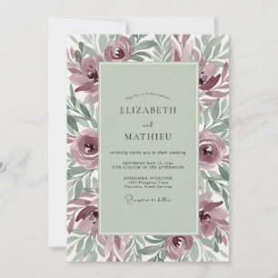 Mauve Stimmungsvolle Botanische Hochzeit Einladung