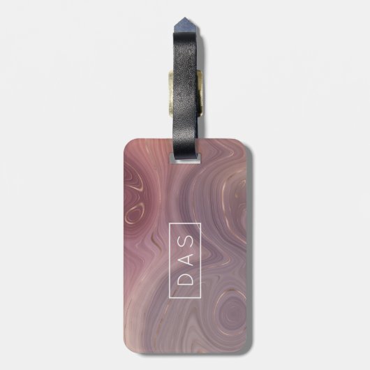 Mauve Strata | Dusty Pink Rose Gold Agate Monogram Gepäckanhänger (Rückseite vertikal)