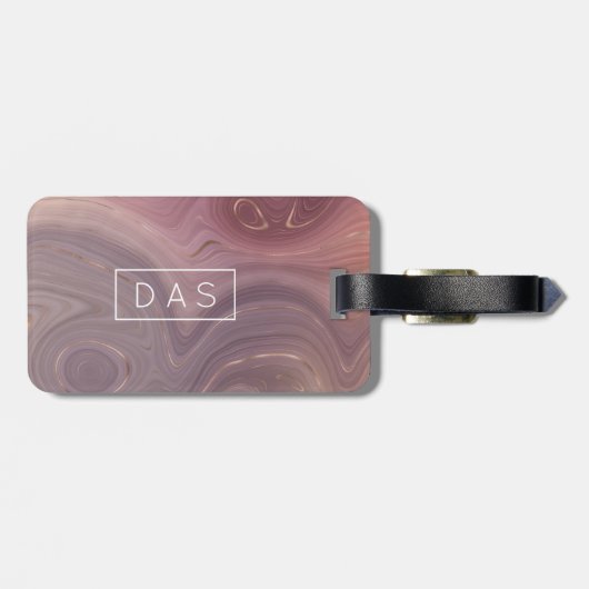 Mauve Strata | Dusty Pink Rose Gold Agate Monogram Gepäckanhänger (Rückseite horizontal)