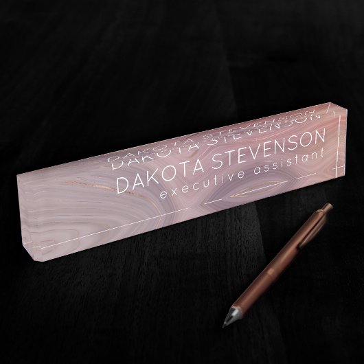 Mauve Strata | Dusty Pink Rose Gold Agate Namensplakette