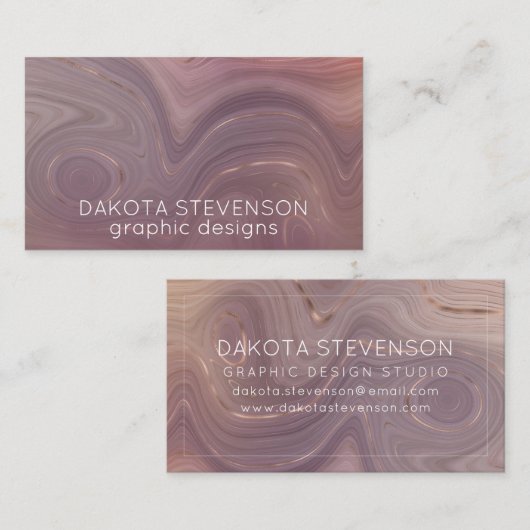 Mauve Strata | Dusty Pink Rose Gold Agate Visitenkarte (Vorne/Hinten)