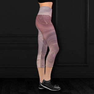 Mauve Strata   Dusty Pink und Rose Gold Agate Capri Leggings