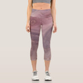 Mauve Strata | Dusty Pink und Rose Gold Agate Capri Leggings (Vorderseite)
