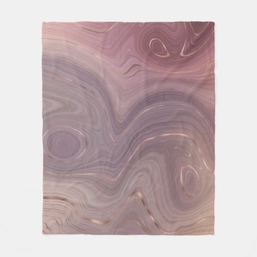 Mauve Strata | Dusty Pink und Rose Gold Agate Fleecedecke (Vorderseite)