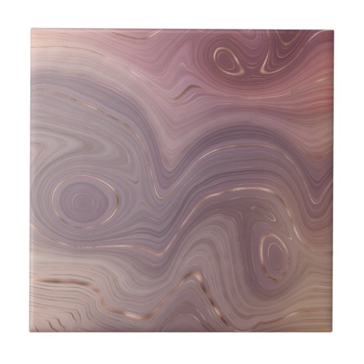 Mauve Strata | Dusty Pink und Rose Gold Agate Fliese (Vorderseite)