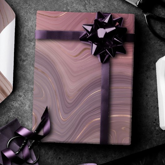 Mauve Strata | Dusty Pink und Rose Gold Agate Geschenkpapier