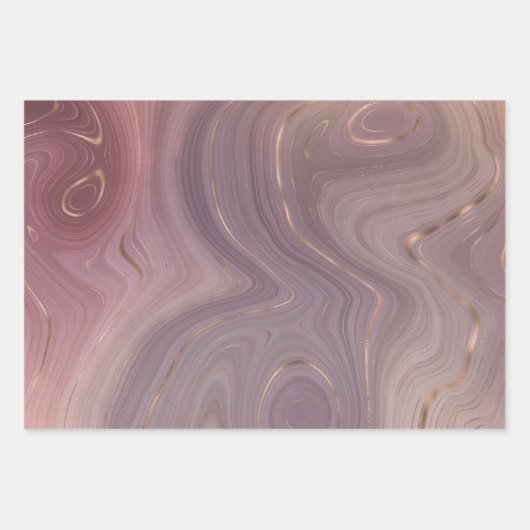 Mauve Strata | Dusty Pink und Rose Gold Agate Geschenkpapier Set (Vorderseite)