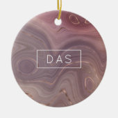 Mauve Strata | Dusty Pink und Rose Gold Agate Keramik Ornament (Vorne)