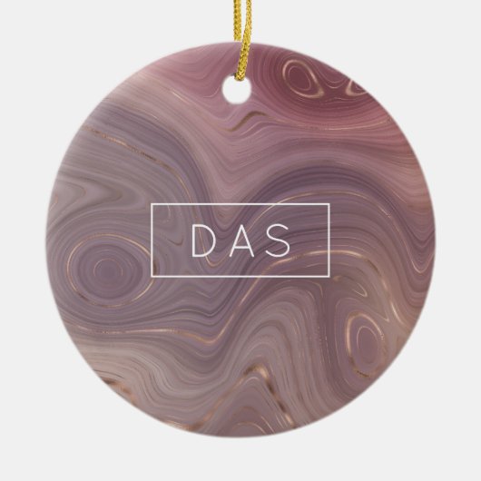 Mauve Strata | Dusty Pink und Rose Gold Agate Keramik Ornament (Vorne)