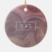 Mauve Strata | Dusty Pink und Rose Gold Agate Keramik Ornament (Hinten)