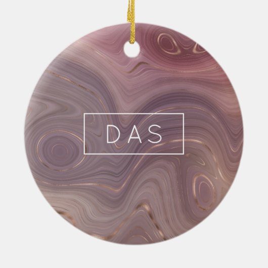 Mauve Strata | Dusty Pink und Rose Gold Agate Keramik Ornament (Hinten)