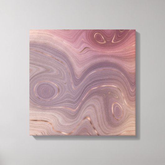Mauve Strata | Dusty Pink und Rose Gold Agate Leinwanddruck (Vorderseite)