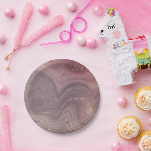 Mauve Strata | Dusty Pink und Rose Gold Agate Pappteller (Party)