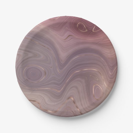 Mauve Strata | Dusty Pink und Rose Gold Agate Pappteller (Vorderseite)