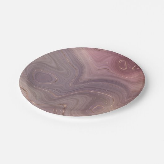 Mauve Strata | Dusty Pink und Rose Gold Agate Pappteller (Schrägansicht)