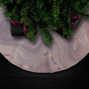 Mauve Strata Dusty Pink und Rose Gold Agate Polyester Weihnachtsbaumdecke