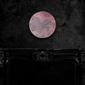 Mauve Strata | Dusty Pink und Rose Gold Agate Runde Wanduhr