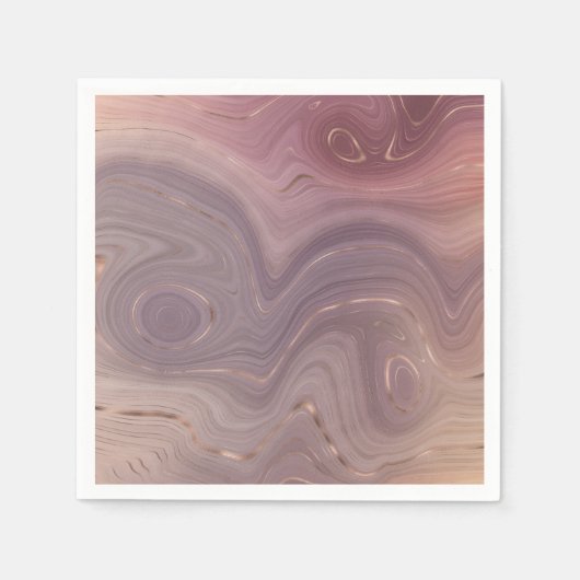 Mauve Strata | Dusty Pink und Rose Gold Agate Serviette (Vorderseite)