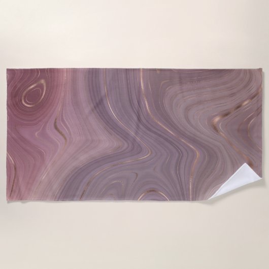 Mauve Strata | Dusty Pink und Rose Gold Agate Strandtuch (Vorderseite)